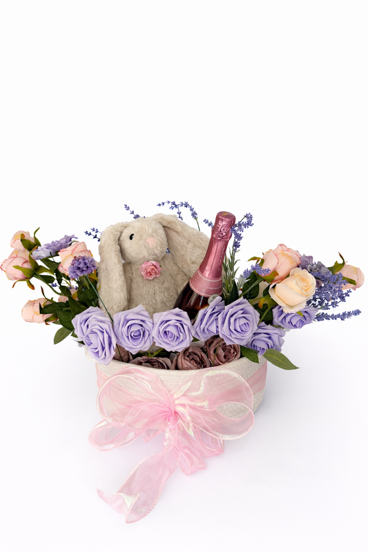 Love Celebration Gift Basket with Roses and Chamàgne